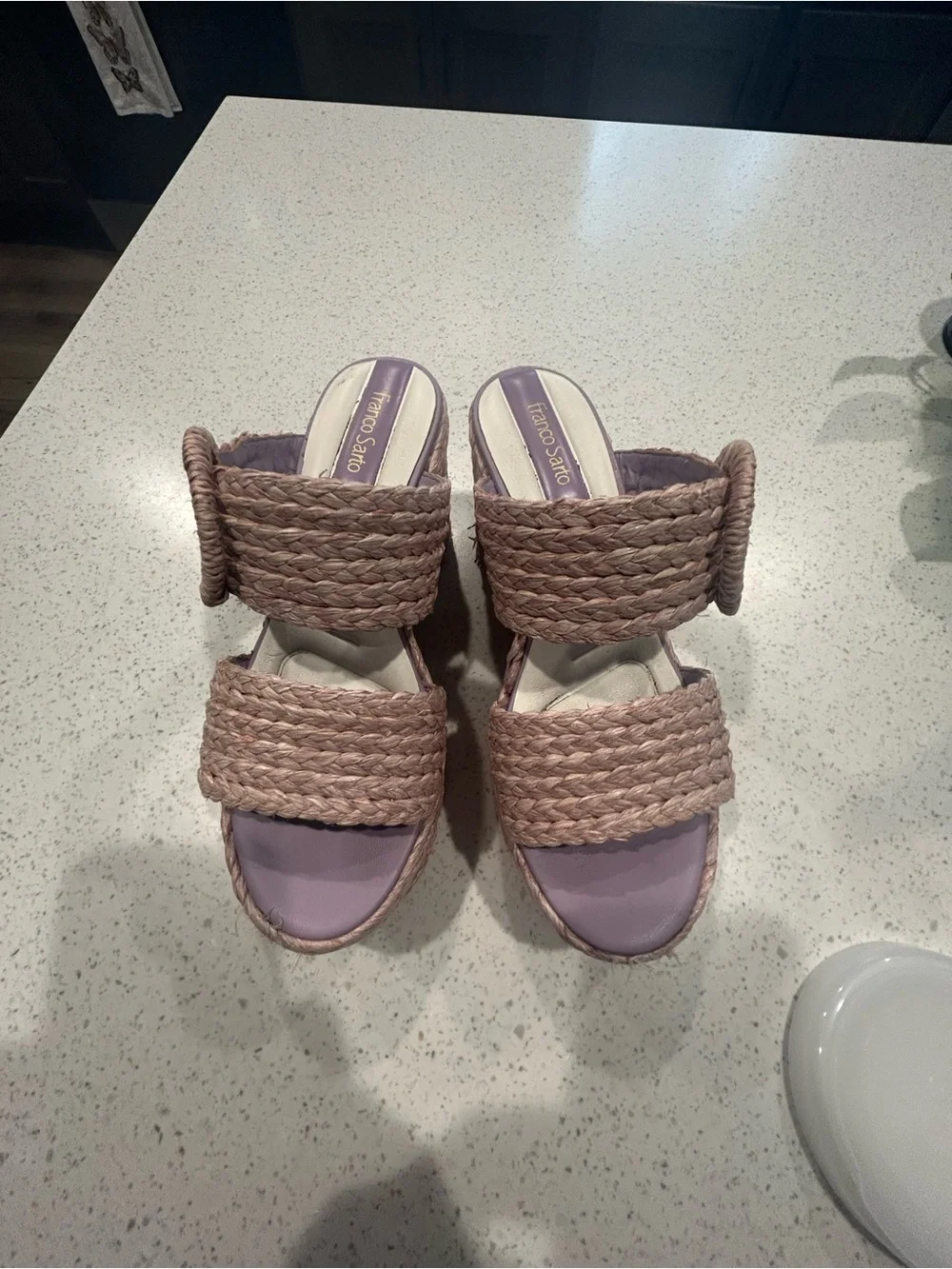 Woven Platform Sandals in Blush Pink - Women's Fashion Heels